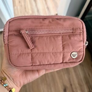Pink Quilted Pouch with Logo